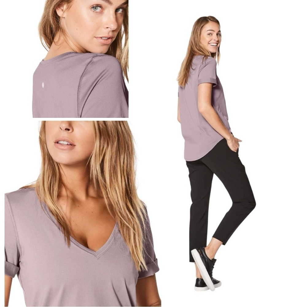 lululemon athletica Mauve V-Neck Short Sleeve Tee